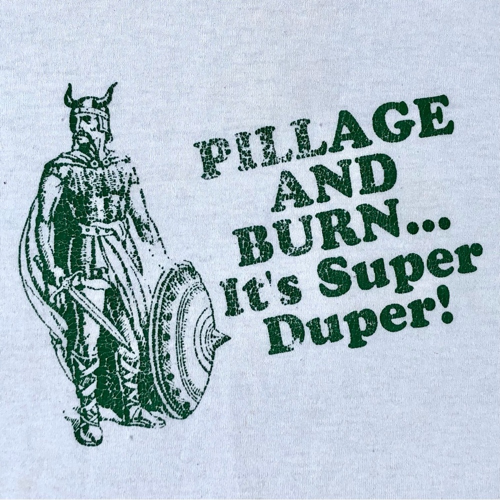 True Vintage y2k Ironic Viking Retro Graphic T-Shirt, Size L